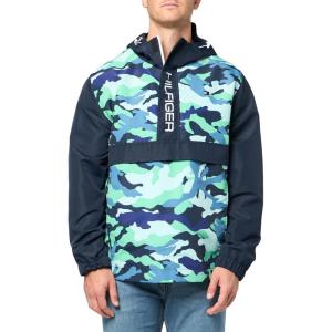 image:imageTommy Hilfiger Mens Retro Lightweight Taslan Popover JacketBlueGreen Camouflage