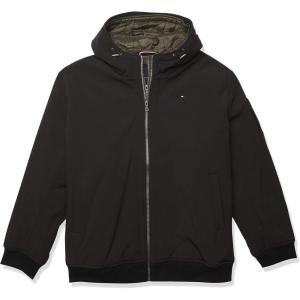 image:imageTommy Hilfiger Mens Soft Shell Fashion Bomber With Contrast Bib and HoodBlackOlive