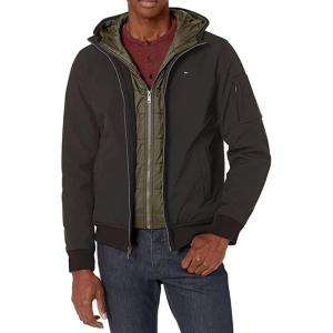 image:imageTommy Hilfiger Mens Soft Shell Fashion Bomber With Contrast Bib and HoodBlackOlive Bib
