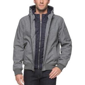 image:imageTommy Hilfiger Mens Soft Shell Fashion Bomber With Contrast Bib and HoodHeather Grey