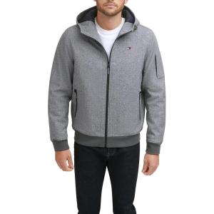 image:imageTommy Hilfiger Mens Soft Shell Fashion Bomber With Contrast Bib and HoodHeather Grey Quilted Lining