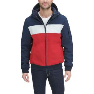 image:imageTommy Hilfiger Mens Soft Shell Fashion Bomber With Contrast Bib and HoodMidnightIceRed