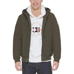 image:imageTommy Hilfiger Mens Soft Shell Fashion Bomber With Contrast Bib and HoodOlive Sherpa Lined W Patch