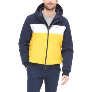 image:imageTommy Hilfiger Mens Soft Shell Fashion Bomber With Contrast Bib and HoodYellowNavy