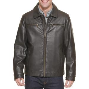 image:imageDockers Mens James Faux Leather Jacket Regular Big amp Tall SizesDark Brown W Chest Zip