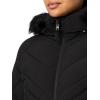 image:imageWomens Short Puffer Jacket With Removable Faux Fur Trimmed HoodBlack