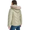 image:imageWomens Short Puffer Jacket With Removable Faux Fur Trimmed HoodSeagrass