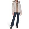 image:imageWomens Short Puffer Jacket With Removable Faux Fur Trimmed HoodWhite Sand