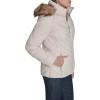 image:imageWomens Short Puffer Jacket With Removable Faux Fur Trimmed HoodWhite Sand