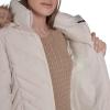 image:imageWomens Short Puffer Jacket With Removable Faux Fur Trimmed HoodWhite Sand
