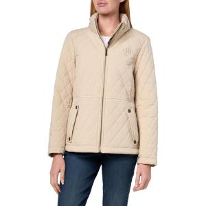 image:imageTommy Hilfiger Womens Brass Hardware Transitional Barn Jacket Quilted CoatChino