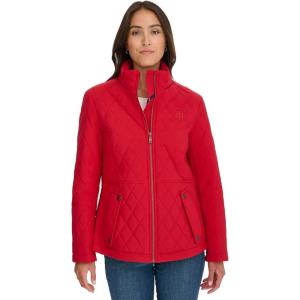 image:imageTommy Hilfiger Womens Brass Hardware Transitional Barn Jacket Quilted CoatTransitional Barn Crimson