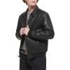 image:imageTommy Hilfiger Adaptive Mens Tommy Hilfiger Mens Smooth Lamb Touch Faux Leather Unfilled BomberBlack Laydown Collar