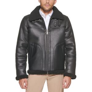 image:imageMens Tommy Hilfiger Mens Faux Shearling Aviator JacketBlack
