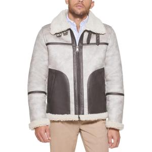 image:imageMens Tommy Hilfiger Mens Faux Shearling Aviator JacketTundra