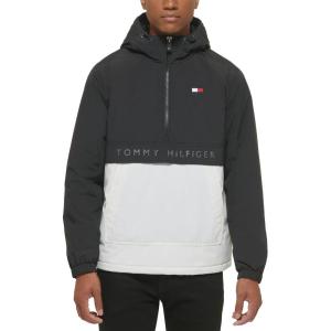 image:imageTommy Hilfiger Adaptive Mens Performance Fleece Lined Hooded Popover JacketBlackWhite