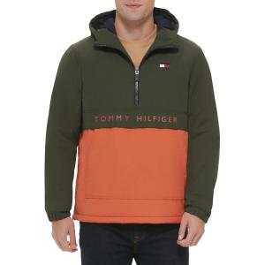 image:imageTommy Hilfiger Adaptive Mens Performance Fleece Lined Hooded Popover JacketRosinBurnt Orange