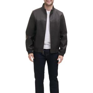 image:imageTommy Hilfiger Adaptive Mens Tommy Hilfiger Mens Smooth Lamb Touch Faux Leather Unfilled BomberDark Brown