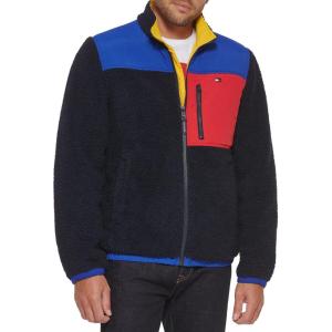 image:imageTommy Hilfiger Mens Contrast Sherpa Stand Collar JacketNavy