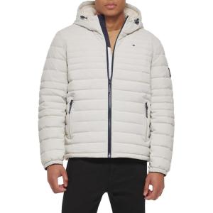 image:imageTommy Hilfiger Mens Stretch Poly Hooded Packable Jacket With Sherpa LiningIce