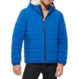 image:imageTommy Hilfiger Mens Stretch Poly Hooded Packable Jacket With Sherpa LiningRoyal Blue