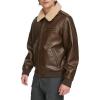 image:imageLevis Mens Faux Leather Aviator Bomber Jacket With Sherpa CollarBrown