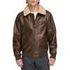 image:imageLevis Mens Faux Leather Aviator Bomber Jacket With Sherpa CollarBrown
