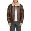image:imageLevis Mens Faux Leather Aviator Bomber Jacket With Sherpa CollarBrown