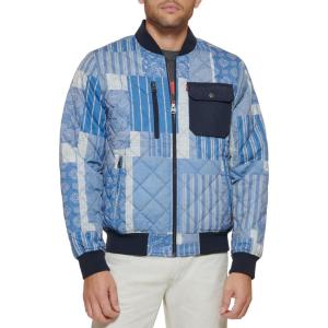 image:imageLevis Mens Levis Mens Diamond Quilted Bomber JacketLight Blue Print