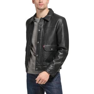 image:imageLevis Mens Lightweight Trucker Shirt JacketBlack Faux Leather