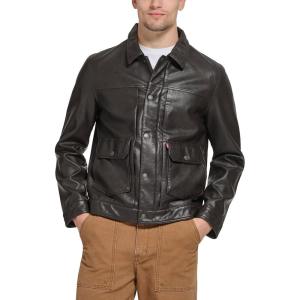 image:imageLevis Mens Lightweight Trucker Shirt JacketDark Brown Faux Leather