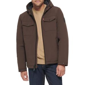 image:imageLevis Mens Soft Shell Two Pocket Hooded Trucker JacketDark Brown