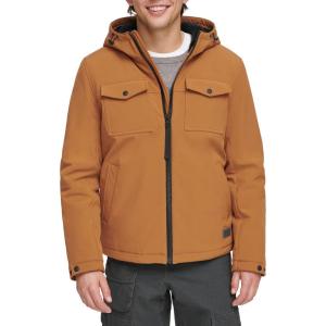 image:imageLevis Mens Soft Shell Two Pocket Hooded Trucker JacketWorker Brown Sherpa
