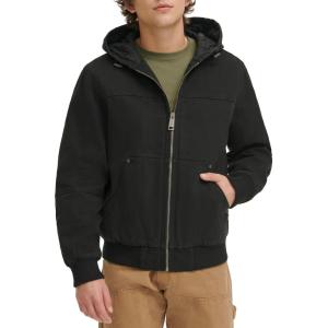 image:imageLevis Mens Workwear Cotton Canvas Hooded Bomber Jacket Regular amp Big amp Tall SizesBlack Quilted Lining