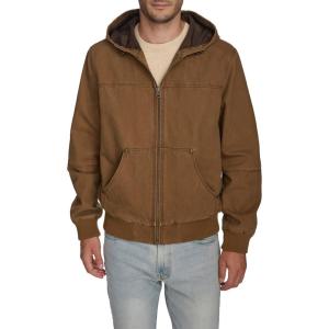 image:imageLevis Mens Workwear Cotton Canvas Hooded Bomber Jacket Regular amp Big amp Tall SizesBrown Lightweight