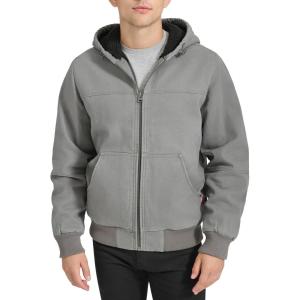image:imageLevis Mens Workwear Cotton Canvas Hooded Bomber Jacket Regular amp Big amp Tall SizesGreySherpa Lined