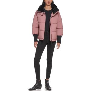 image:imageDKNY Womens Oversized Rib Knit Outerwear Puffer CoatRosewood