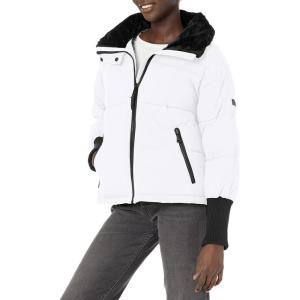 image:imageDKNY Womens Oversized Rib Knit Outerwear Puffer CoatWhite