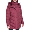 image:imageCalvin Klein Womens Casual Hooded Zip Front Puffer Long Sleeve CoatOxblood