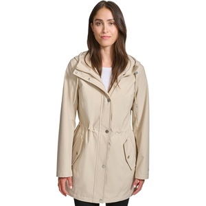 image:imageTommy Hilfiger Womens Hooded Transitional Softshell Rain Coat With Adjustable WaistChino