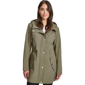 image:imageTommy Hilfiger Womens Hooded Transitional Softshell Rain Coat With Adjustable WaistJuniper