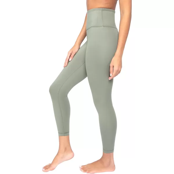 Yogalicious High Waist Squat Proof Lux Ankle Leggings for WomenDeep Lichen Green Lux 25