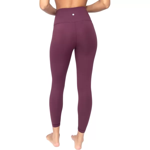 Yogalicious High Waist Squat Proof Lux Ankle Leggings for WomenMauve Wine Lux 25