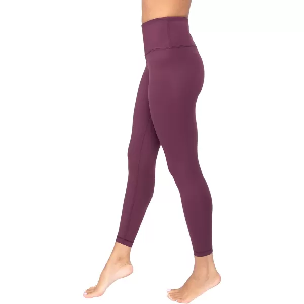 Yogalicious High Waist Squat Proof Lux Ankle Leggings for WomenMauve Wine Lux 25