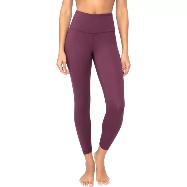 Yogalicious High Waist Squat Proof Lux Ankle Leggings for WomenMauve Wine Lux 25