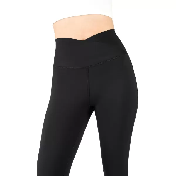 Yogalicious High Waisted Crossover Flare Leggings  Squat Proof Yoga Pants for WomenBlack Lux