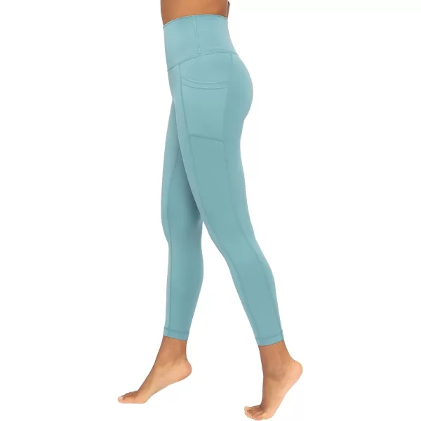 Yogalicious Lux High Waist Elastic Free Ankle LeggingSmoke Blue WPocket