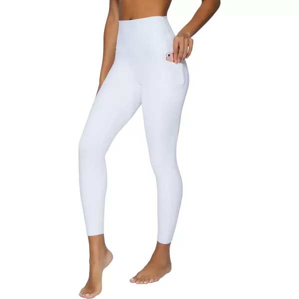 Yogalicious Lux High Waist Elastic Free Ankle LeggingWhite WPocket