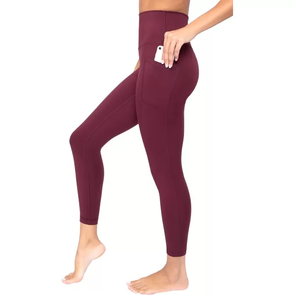 Yogalicious Lux High Waist Elastic Free Ankle LeggingWindsor Wine WPocket