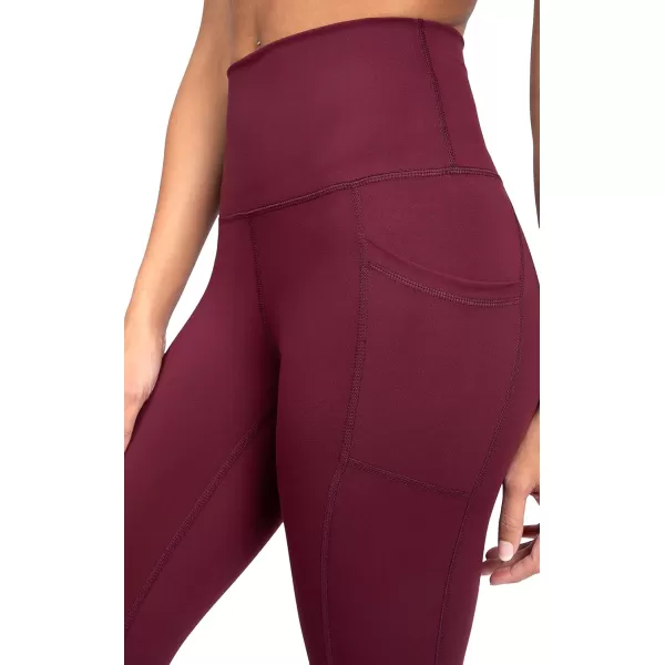 Yogalicious Lux High Waist Elastic Free Ankle LeggingWindsor Wine WPocket